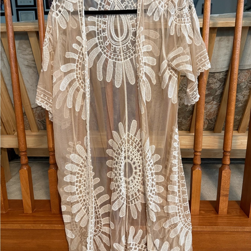 Rebellion Cream Sheer Embroidered Top
